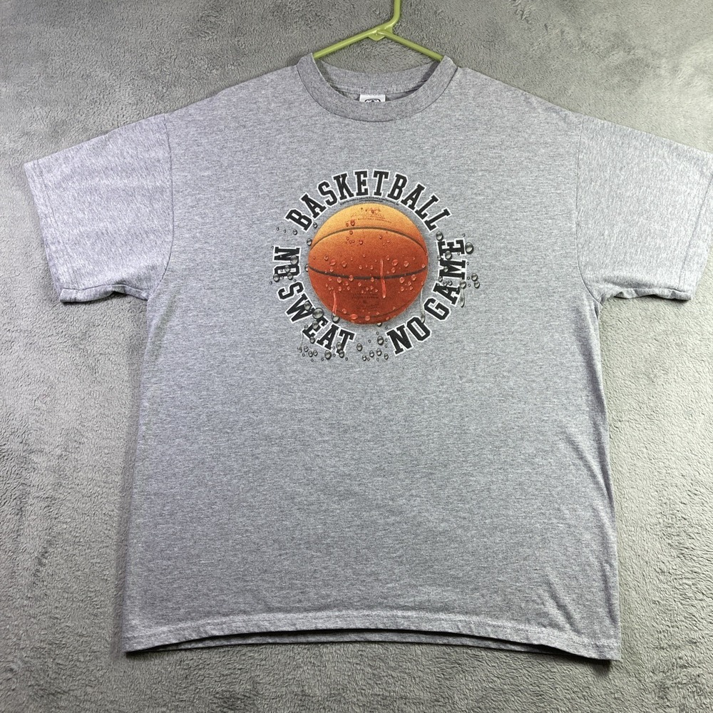 Vtg 2002 Shirt Adult Large Gray Y2K Basketball No Sweat No Game Raised Drip Tee